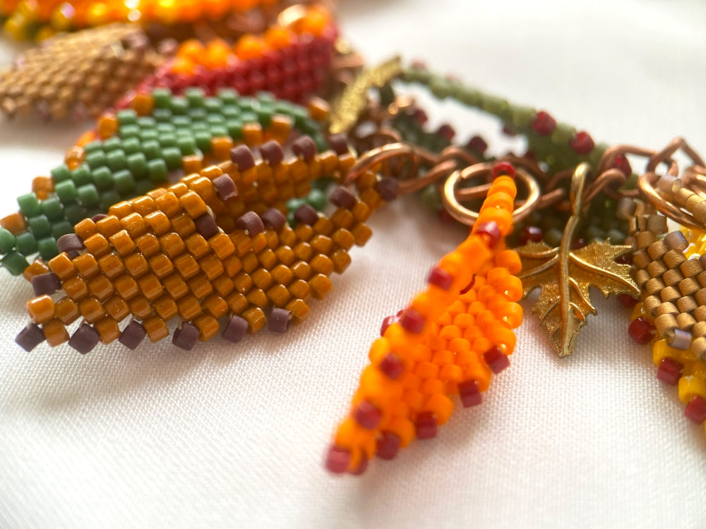 Handmade bracelet from jewelry set "Leaf fall" crafted from Miyuki beads - Ornamentico shop