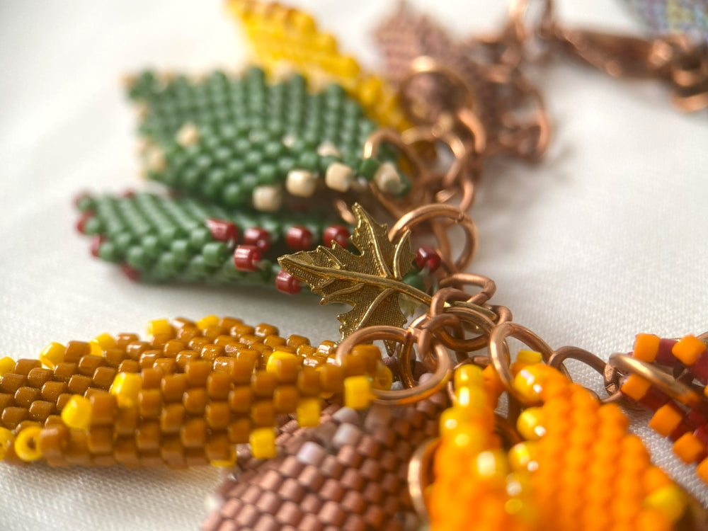 Handmade bracelet from jewelry set "Leaf fall" crafted from Miyuki beads - Ornamentico shop