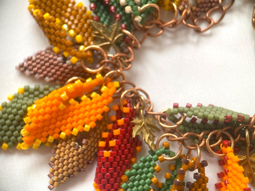 Handmade bracelet from jewelry set "Leaf fall" crafted from Miyuki beads - Ornamentico shop