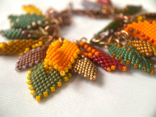 Handmade bracelet from beads is a part of the jewelry set "Leaf fall" crafted from Miyuki beads - Ornamentico shop