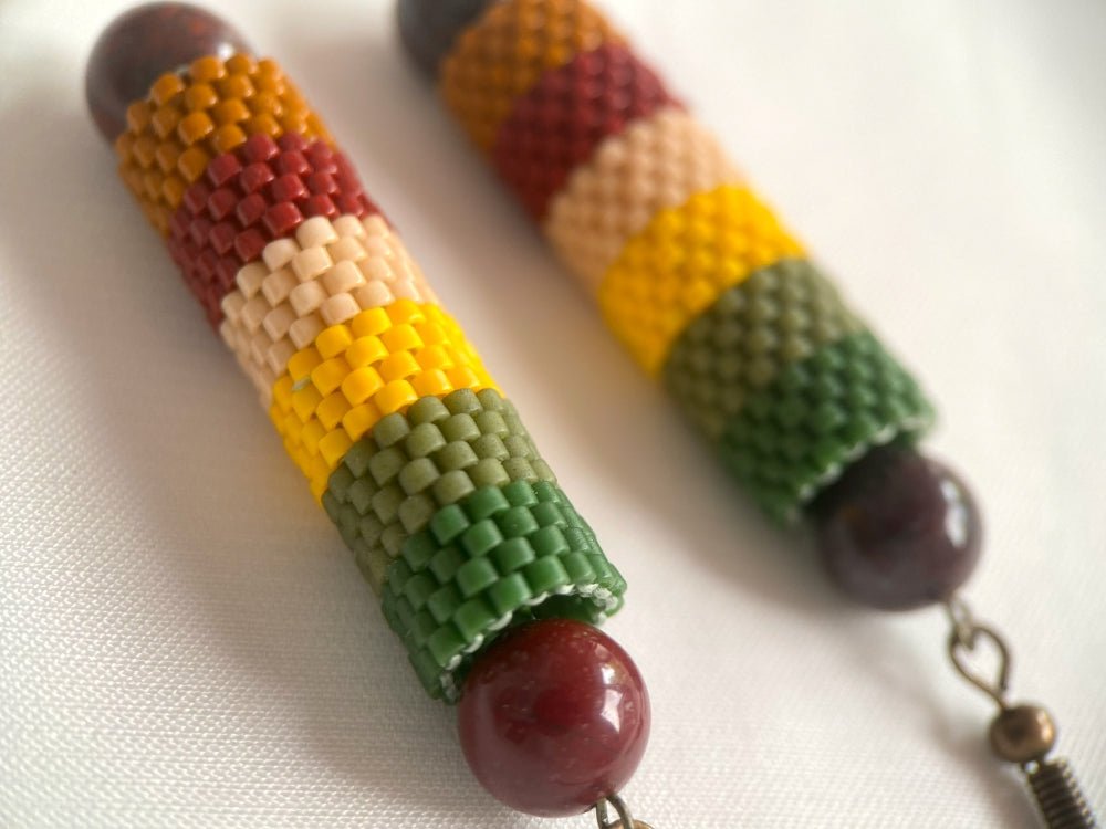 Handmade earrings from beads and jasper "Indian Summer" - Ornamentico shop