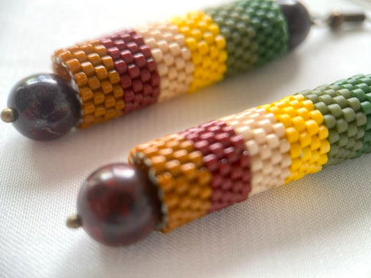 Handmade earrings from beads and jasper "Indian Summer" - Ornamentico shop