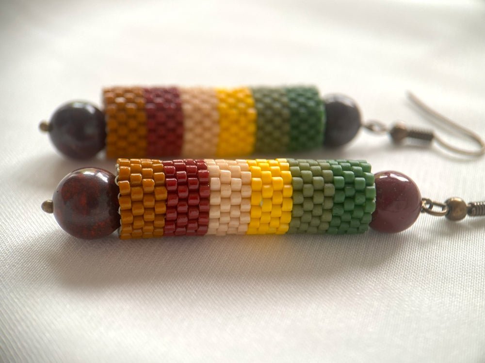Handmade earrings from beads and jasper "Indian Summer" - Ornamentico shop