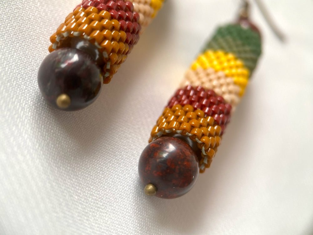 Handmade earrings from beads and jasper "Indian Summer" - Ornamentico shop