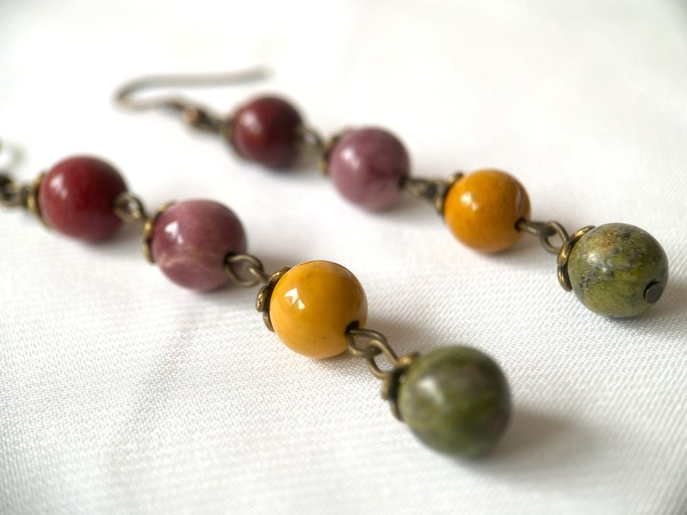 Handmade earrings with stones "Spheres" - Ornamentico shop