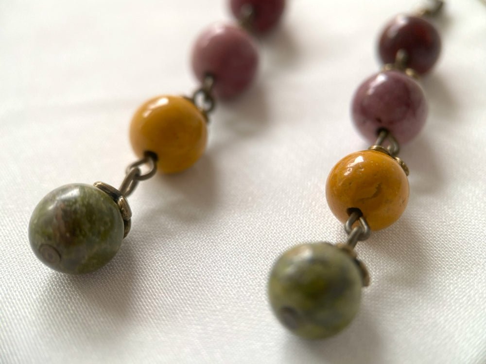 Handmade earrings with stones "Spheres" - Ornamentico shop