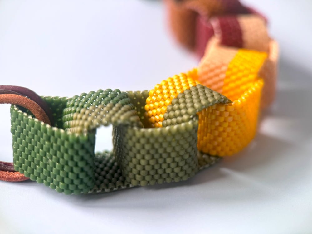Handmade statement beaded necklace inspired by the Indian summer and crafted from Miyuki beads - Ornamentico shop
