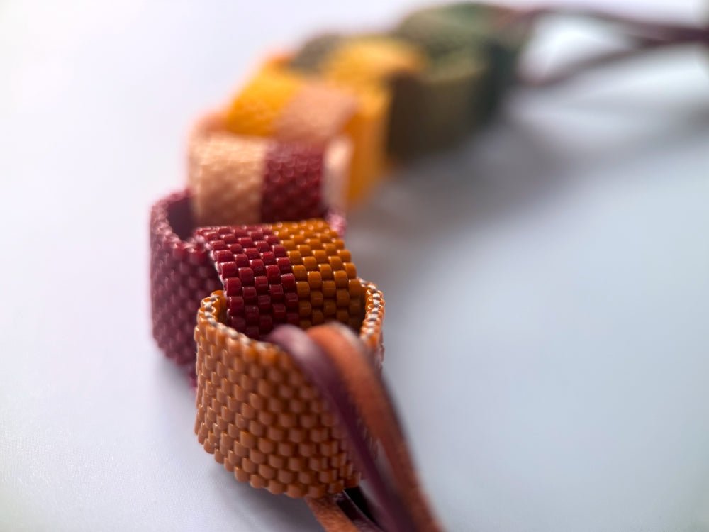 Handmade statement beaded necklace inspired by the Indian summer and crafted from Miyuki beads - Ornamentico shop