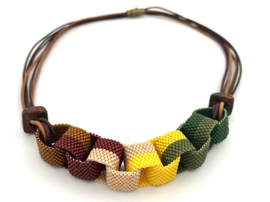 Handmade statement beaded necklace inspired by the Indian summer and crafted from Miyuki beads  - Ornamentico shop