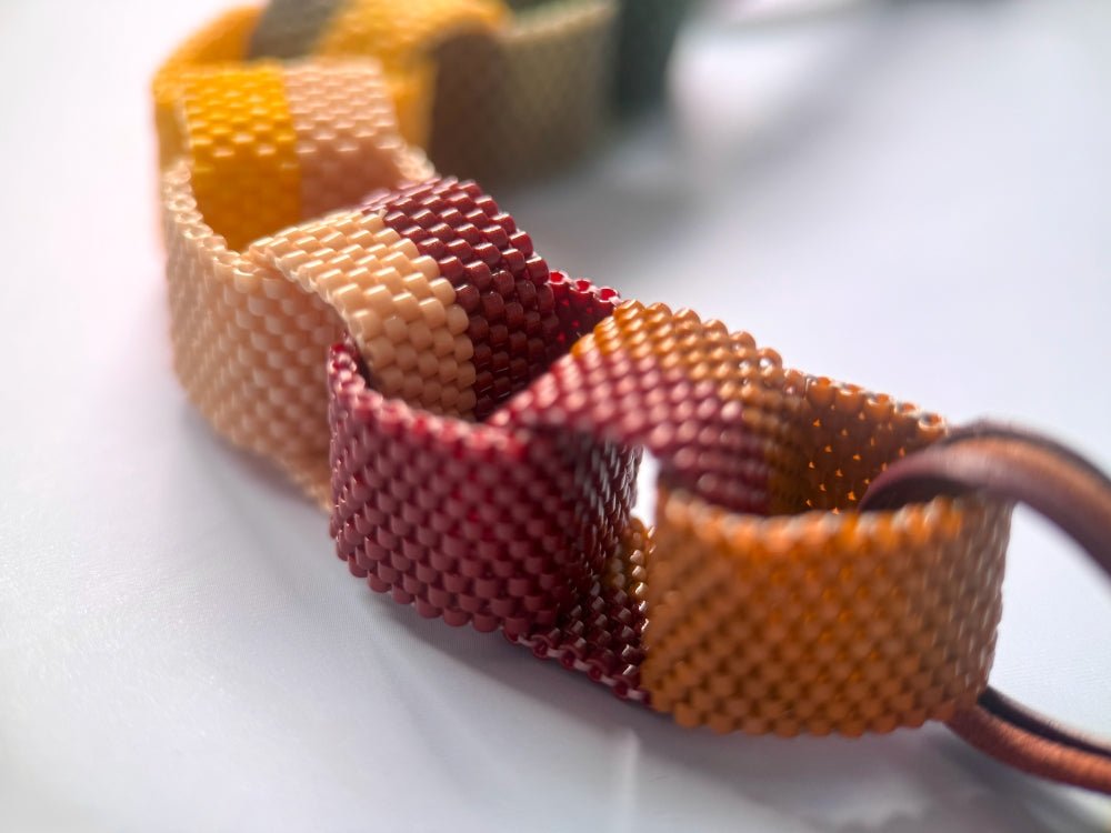 Handmade statement beaded necklace inspired by the Indian summer and crafted from Miyuki beads - Ornamentico shop