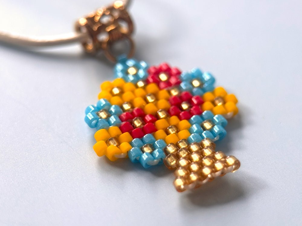 Handmade necklace with beaded pendant on leather cord with pendant - Ornamentico shop