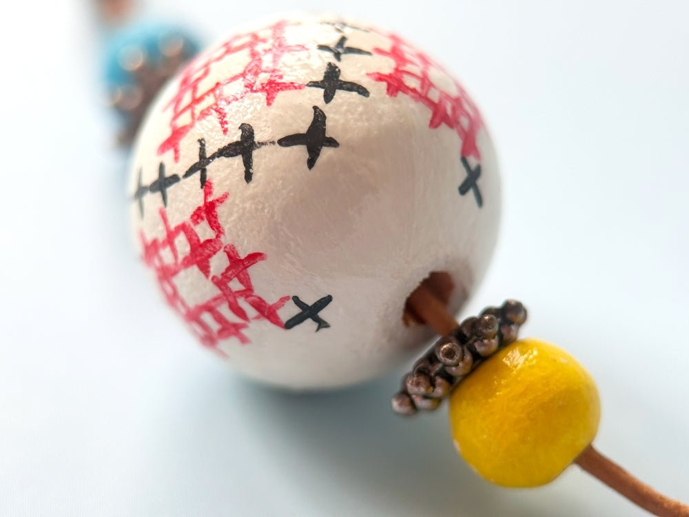 Handmade necklace from hand painted wooden beads crafted in Boho style - Ornamentico shop