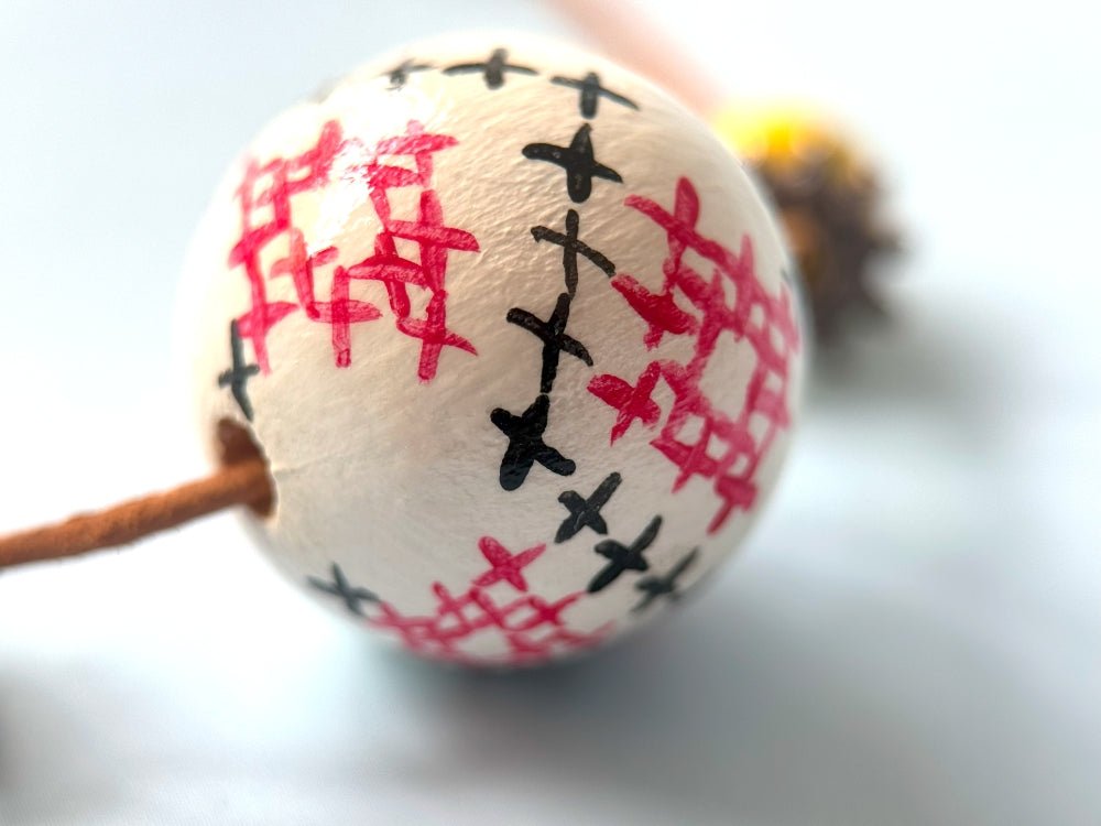Handmade necklace from hand painted wooden beads crafted in Boho style - Ornamentico shop