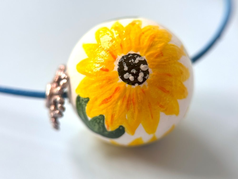 Handmade necklace from hand painted wooden beads crafted in Boho style - Ornamentico shop
