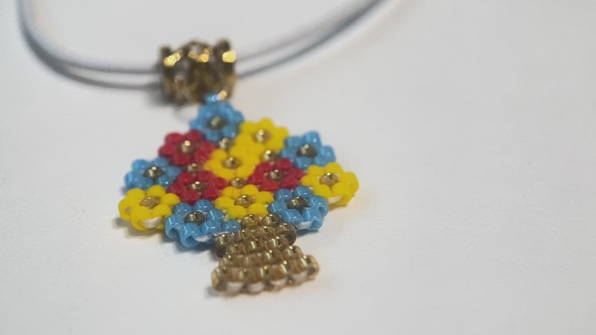 Handmade necklace with beaded pendant on leather cord with pendant - Ornamentico shop