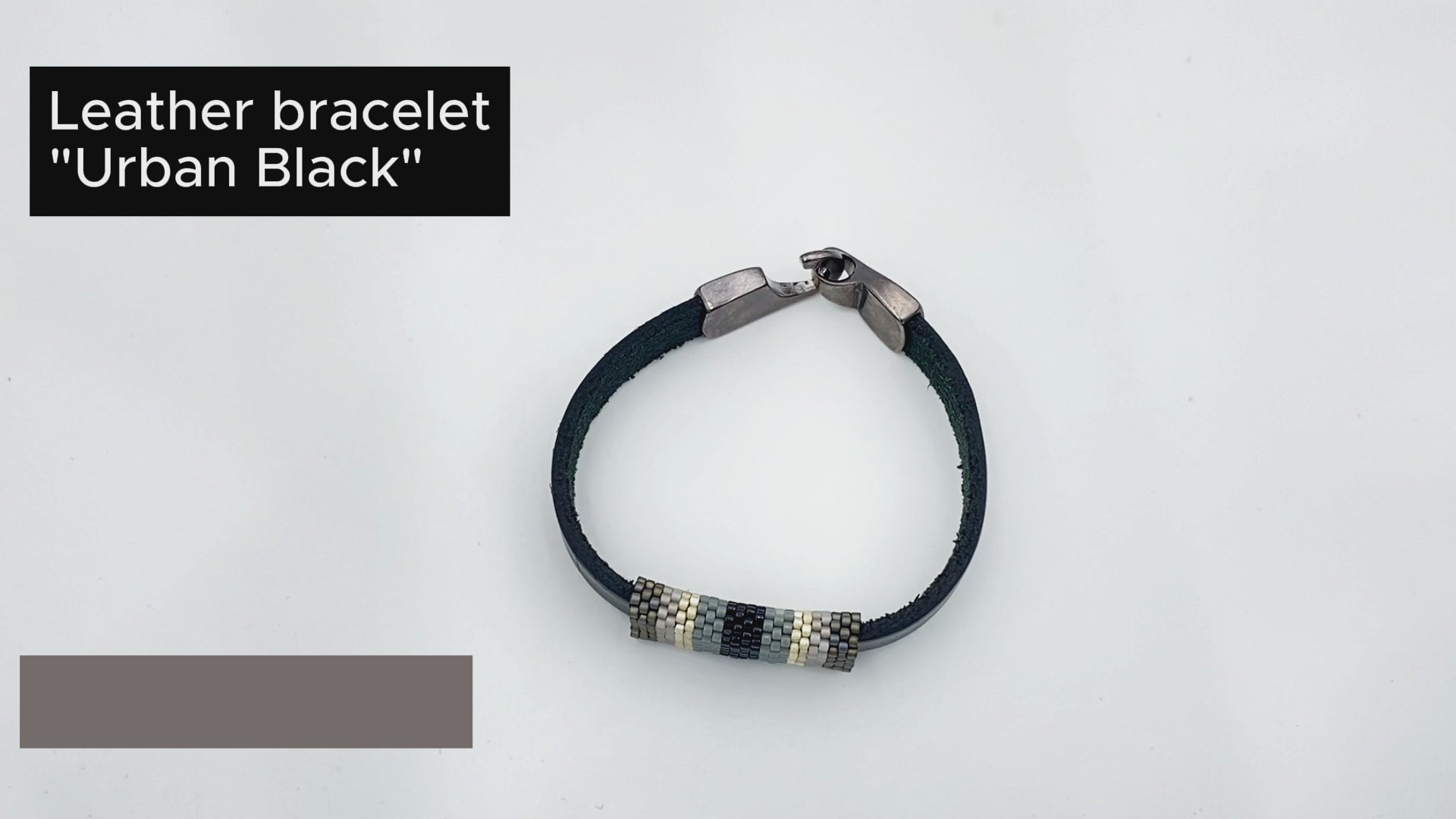 Handmade leather men's bracelet with colorful beaded inlay - Ornamentico shop