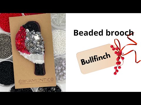 Handmade brooch made of glass beads and sequins - Ornamentico shop