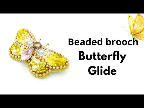 This small butterfly brooch is a handmade piece crafted in light yellow and gold colors - Ornamentico shop