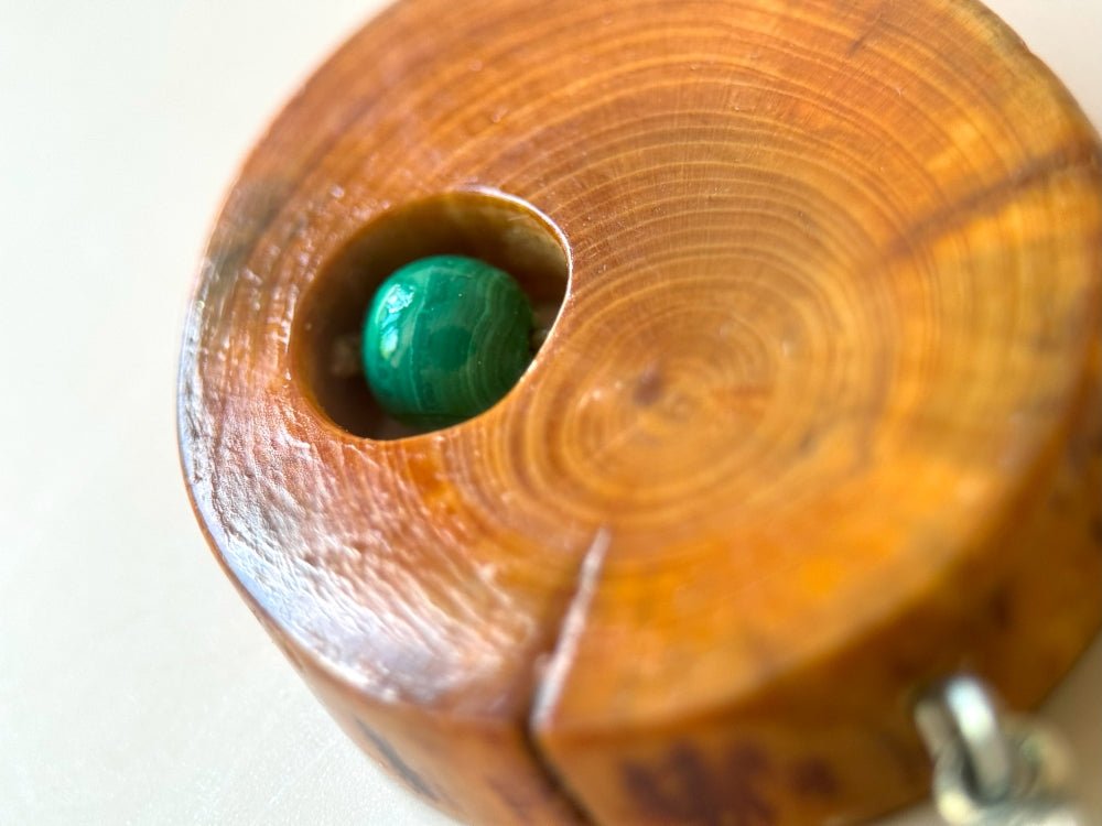 Handmade small wooden pendant crafted from polished and lacquered beech wood - Ornamentico shop