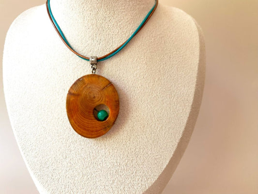 Handmade small wooden pendant crafted from polished and lacquered beech wood - Ornamentico shop