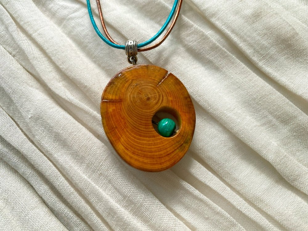 Handmade small wooden pendant crafted from polished and lacquered beech wood - Ornamentico shop