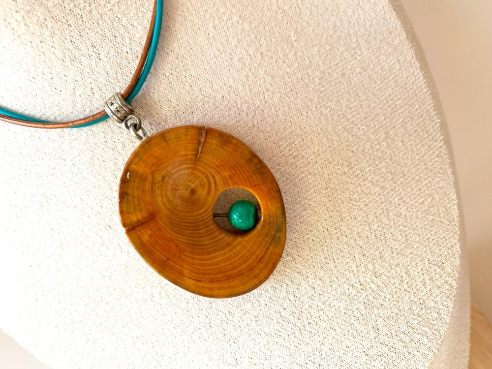 Handmade small wooden pendant crafted from polished and lacquered beech wood - Ornamentico shop