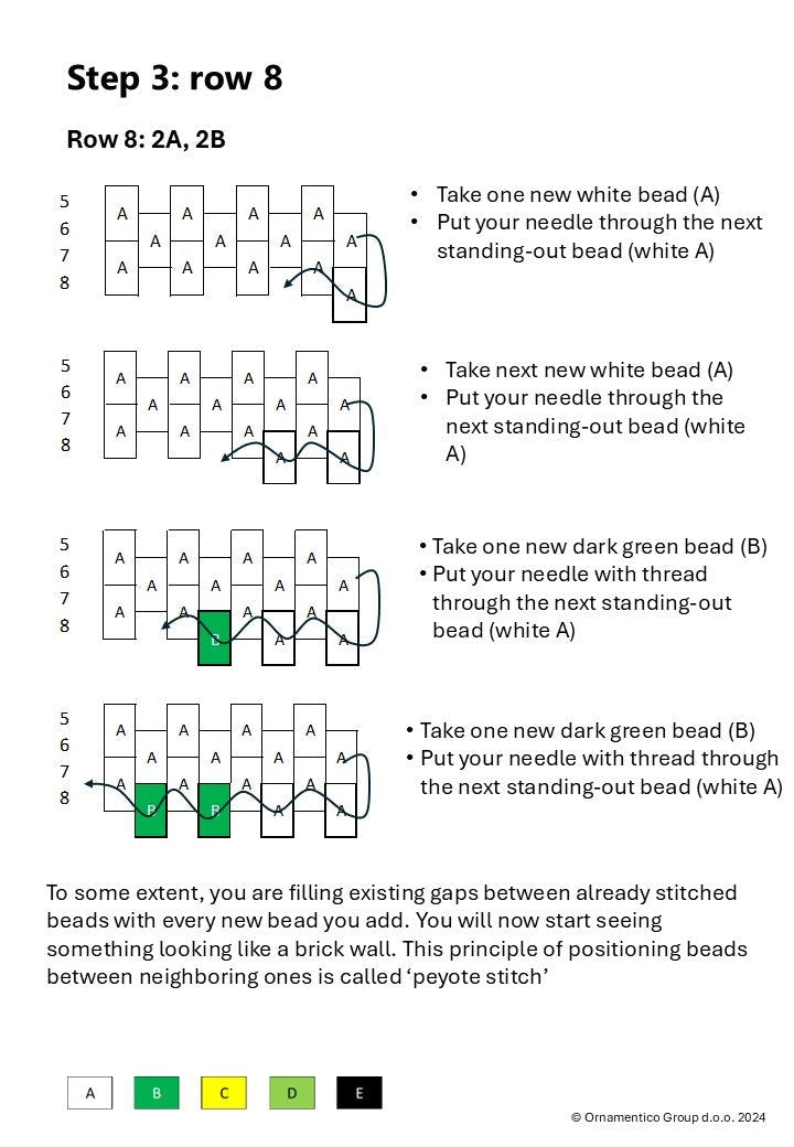 Preview of the beading pattern for a  bracelet with bright sunflowers crafted in peyote stitch technique from Miyuki Delica beads
