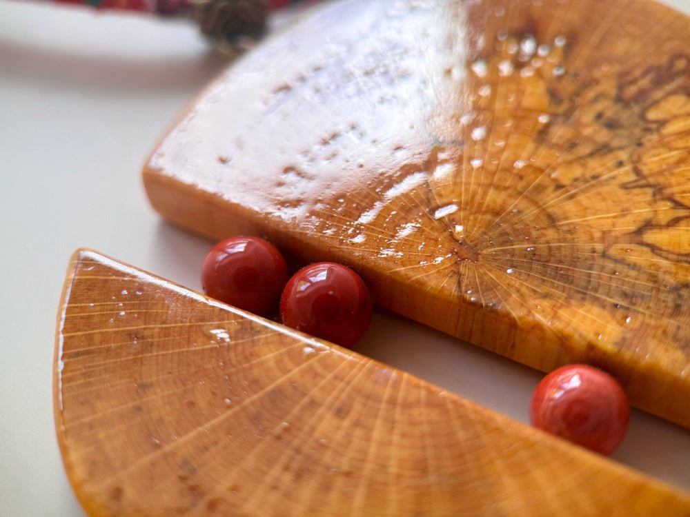Big handmade wooden pendant with jasper beads - Ornamentico shop