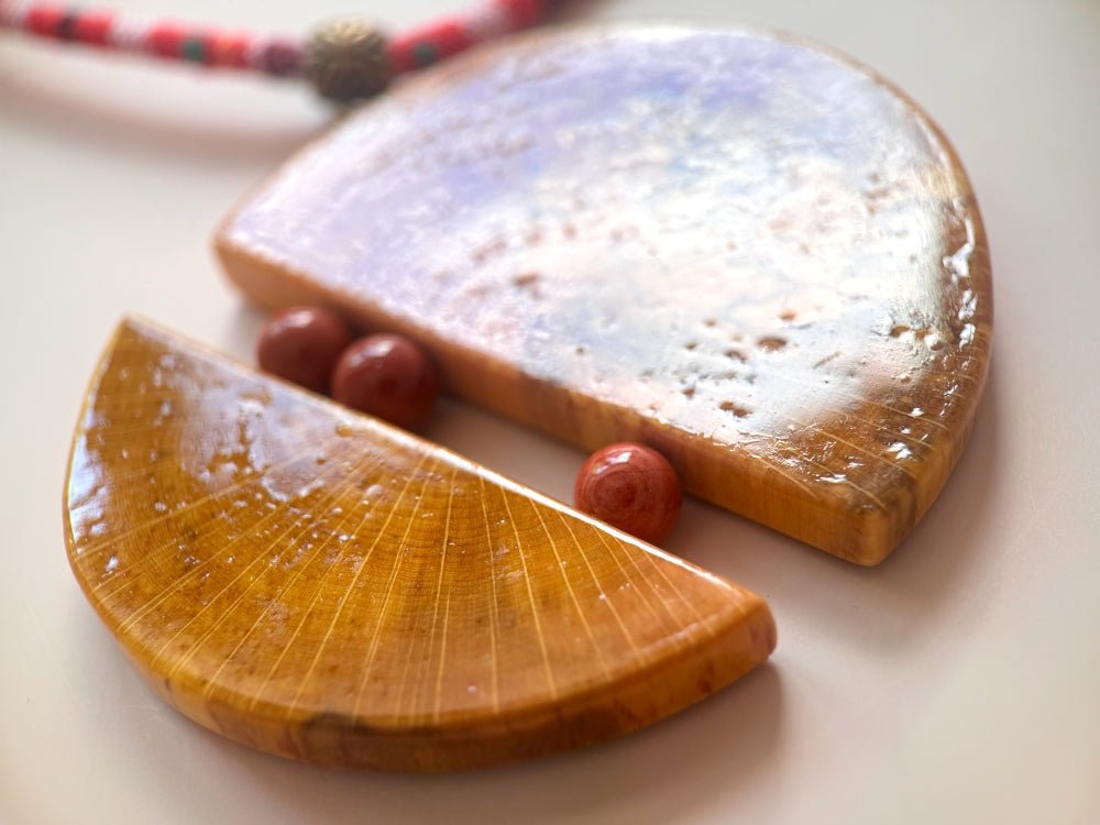 Big handmade wooden pendant with jasper beads - Ornamentico shop