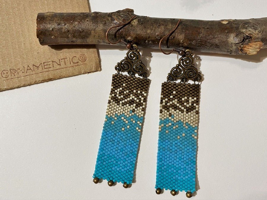 Stylish and light handmade earrings from beads Miyuki made in Peyote technique. “Seashore” collection - Ornamentico shop