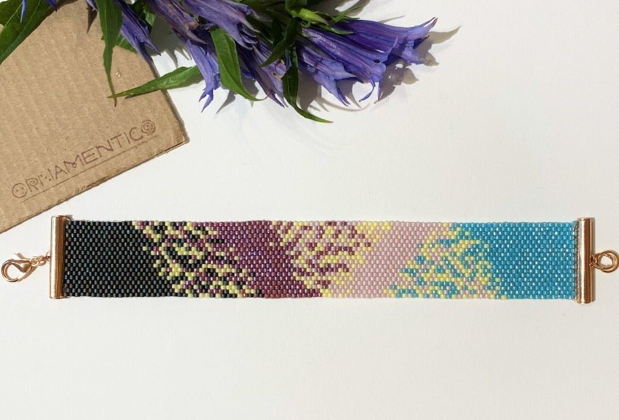 Bracelet from beads Miyuki is crafted using Peyote technique. "Tokyo Lights" collection - Ornamentico shop