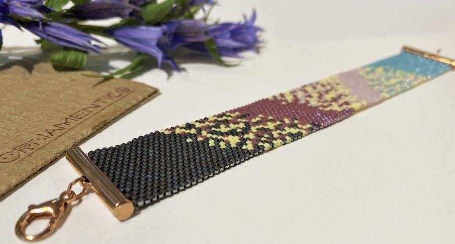 Bracelet from beads Miyuki is crafted using Peyote technique. "Tokyo Lights" collection - Ornamentico shop