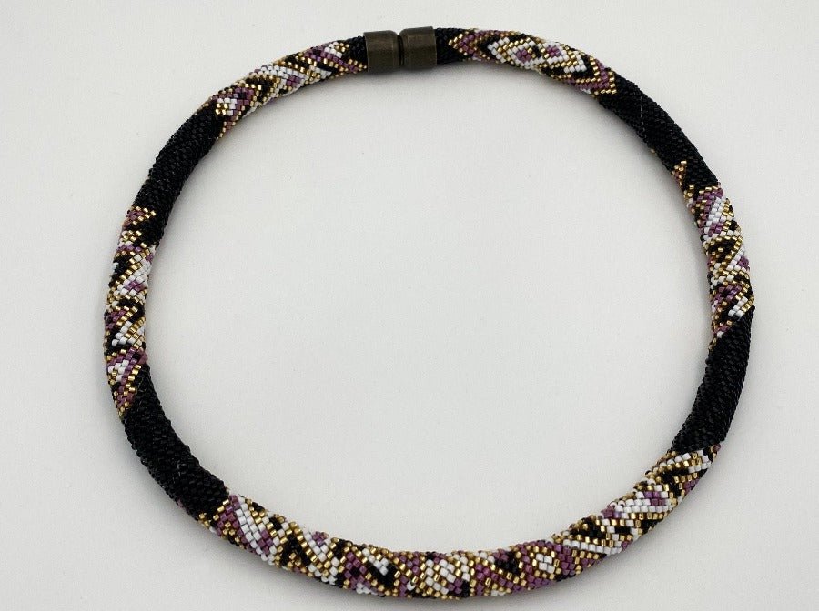 Exclusive handmade necklace Zigzag crafted in Peyote stitch style from Miyuki beads - Ornamentico shop