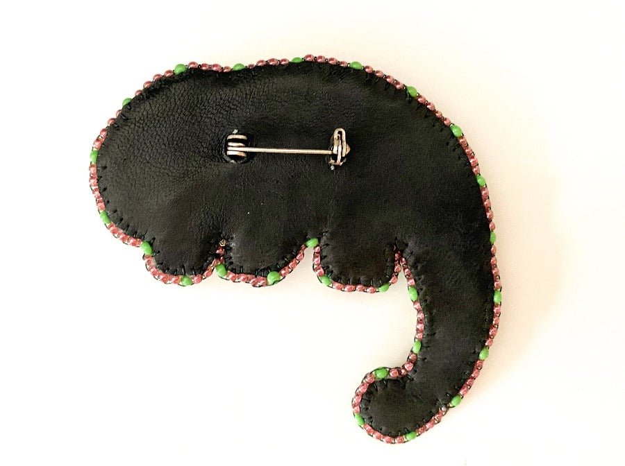 Handmade brooch "Chameleon" made of glass beads, Miyuki beads and malachite stone bead - Ornamentico shop