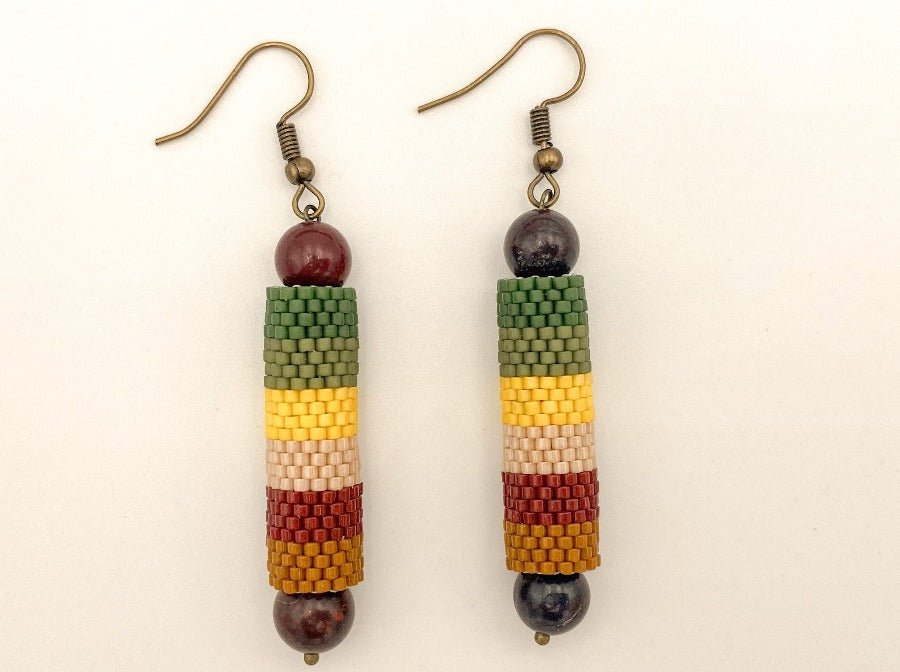 Handmade earrings from beads and jasper "Indian Summer" - Ornamentico shop