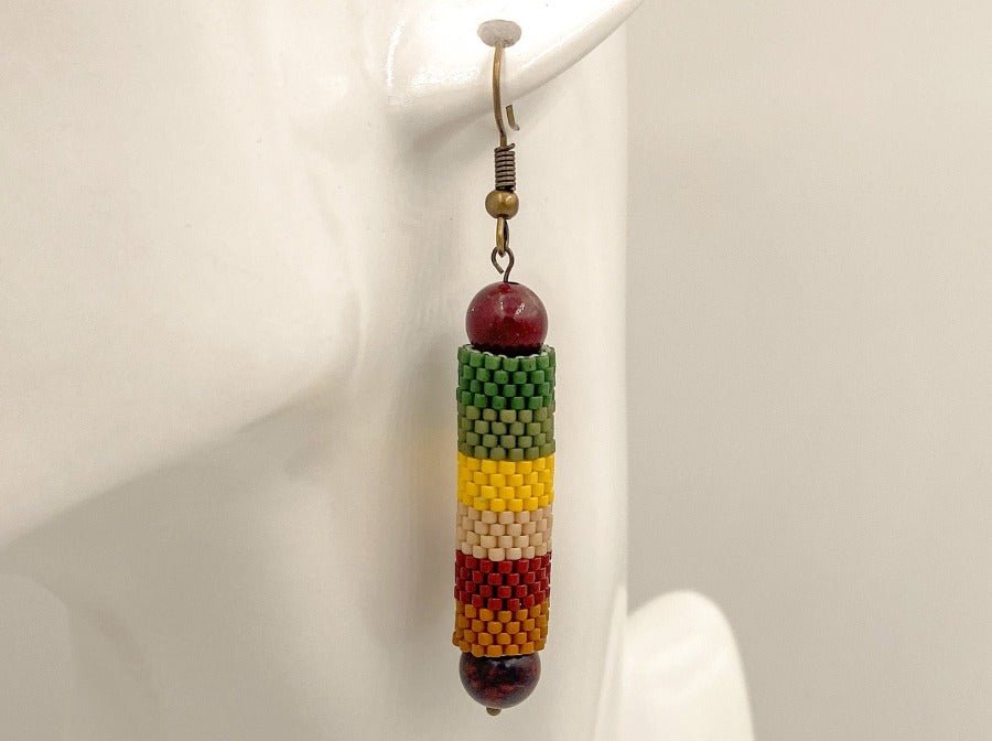 Handmade earrings from beads and jasper "Indian Summer" - Ornamentico shop