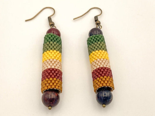 Handmade earrings from beads and jasper "Indian Summer" - Ornamentico shop