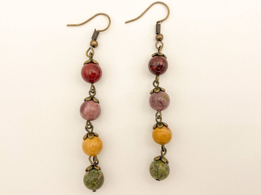 Handmade earrings with stones "Spheres" - Ornamentico shop