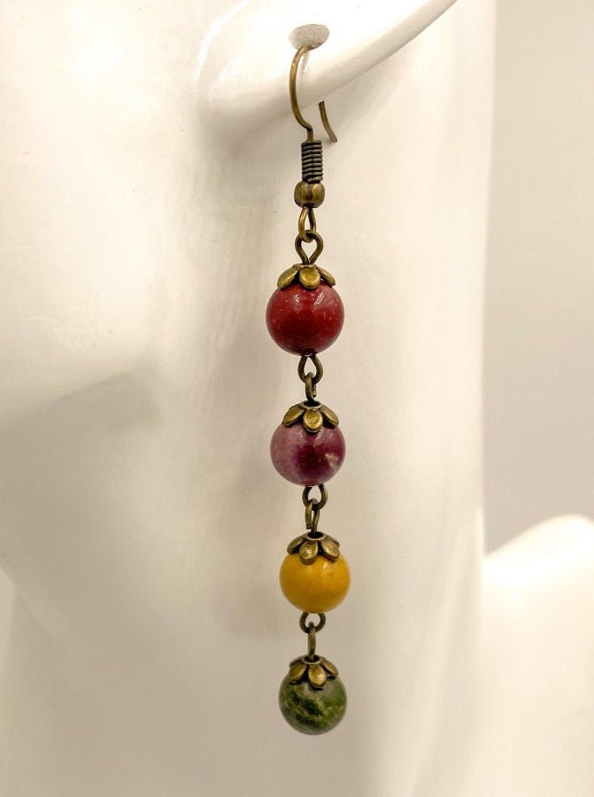Handmade earrings with stones "Spheres" - Ornamentico shop