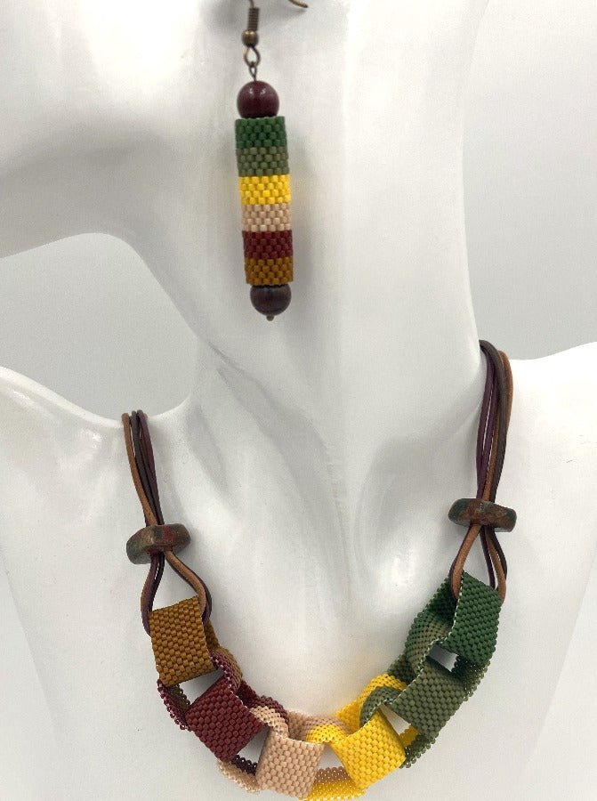 Handmade earrings from beads and jasper "Indian Summer" - Ornamentico shop