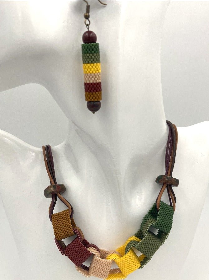 Handmade jewelry set from beads "Indian Summer" - Ornamentico shop