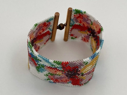 Exclusive soft handmade bracelet from beads crafted in Peyote stitch style. Design by Joan Theodore - Ornamentico shop