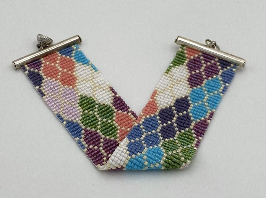 Multicolored handmade bracelet from beads crafted in weaved technique from Miyuki beads - Ornamentico shop