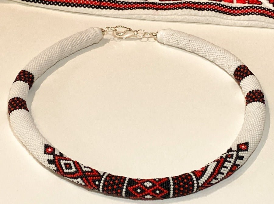 Exclusive handmade necklace "Ukraine" crafted in Peyote stitch style from Miyuki beads - Ornamentico shop