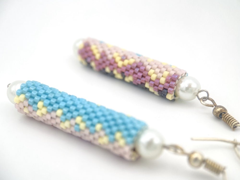 Light and stylish handmade earrings from beads Miyuki are crafted using Peyote technique - Ornamentico shop