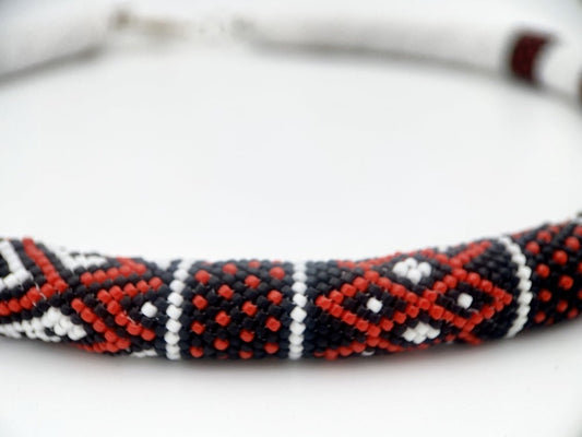 Exclusive handmade necklace "Ukraine" crafted in Peyote stitch style from Miyuki beads - Ornamentico shop