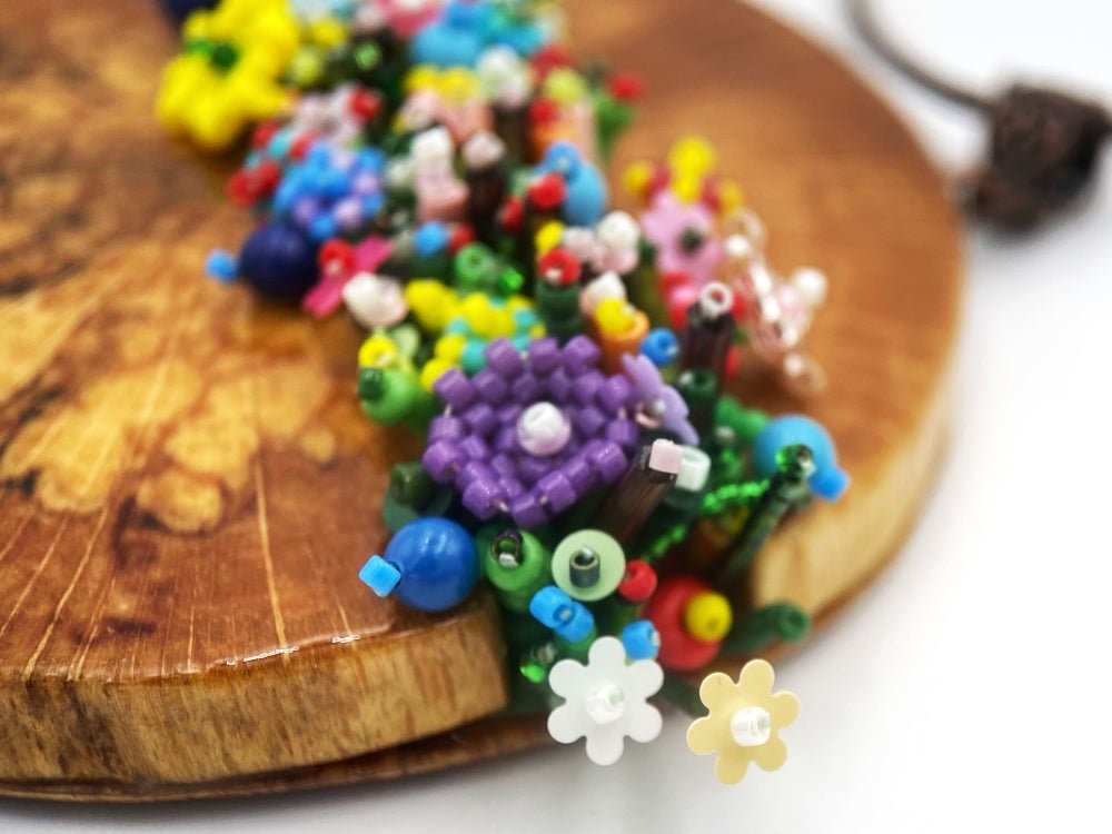 Exclusive wooden pendant with floral sculptural beading - Ornamentico Group