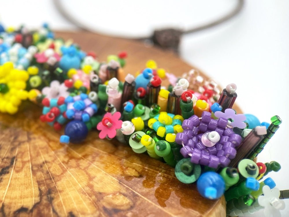 Exclusive wooden pendant with floral sculptural beading - Ornamentico Group