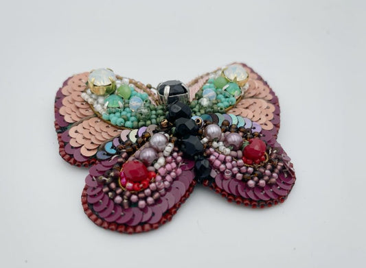 Handmade brooch made of beads, sequins, embroidery and rhinestones - Ornamentico shop