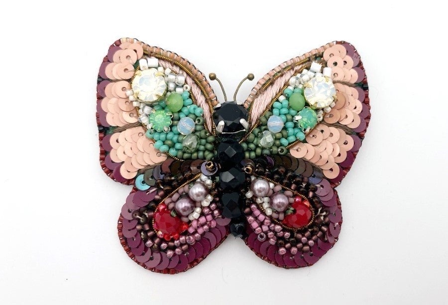 Handmade brooch made of beads, sequins, embroidery and rhinestones - Ornamentico shop